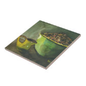 Steaming Morning Cup Koffee Bowl-koffiebonen Tegeltje (Zijkant)