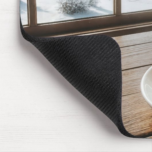 Steaming Snowflake Latte door Winter Window Muismat (Hoek)