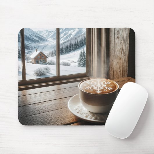 Steaming Snowflake Latte door Winter Window Muismat (Met muis)