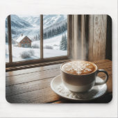 Steaming Snowflake Latte door Winter Window Muismat (Voorkant)