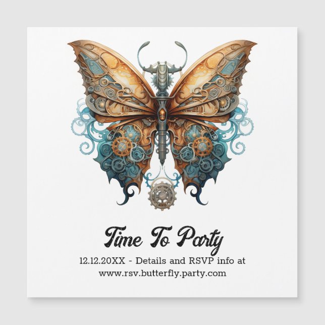 Steamlace Swallowtail Vlinder Steampunk Bruiloft (Voorkant)
