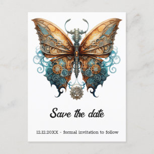 Steamlace Swallowtail Vlinder Steampunk Bruiloft Aankondigingskaart