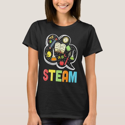 Steamleraar en student terug naar school t-shirt (Voorkant)