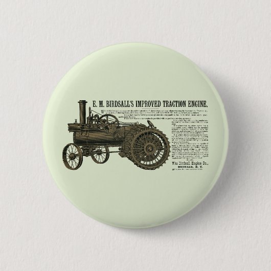 STEAMMOTOR BOERDERIJ TREKKERARTS BOERDERIJ RONDE BUTTON 5,7 CM (Voorkant)