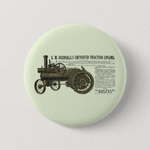 STEAMMOTOR BOERDERIJ TREKKERARTS BOERDERIJ RONDE BUTTON 5,7 CM