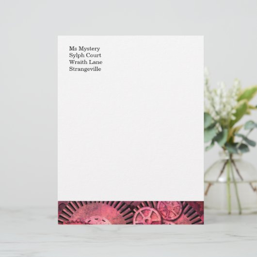 Steampink Roze Steampunk Custom Briefhoofd (Staand voorkant)