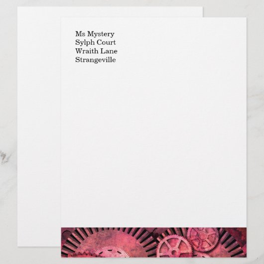 Steampink Roze Steampunk Custom Briefhoofd (Voorkant / Achterkant)