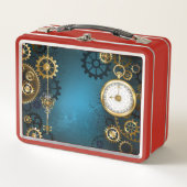 Steampun turquoise Achtergrond met tandwielen (Voorkant)