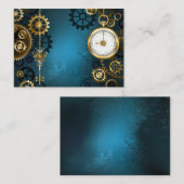 Steampun turquoise Achtergrond met tandwielen Aanbevelingskaartje (Voorkant / Achterkant)