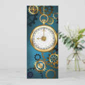 Steampun turquoise Achtergrond met tandwielen Aankondiging (Staand voorkant)