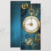 Steampun turquoise Achtergrond met tandwielen Aankondiging (Voorkant / Achterkant)