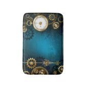 Steampun turquoise Achtergrond met tandwielen Badmat (Voorkant Verticaal)