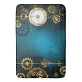 Steampun turquoise Achtergrond met tandwielen Badmat (Voorkant Verticaal)
