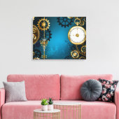 Steampun turquoise Achtergrond met tandwielen Canvas Afdruk (Insitu (Woonkamer))