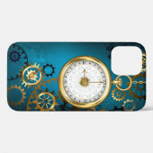 Steampun turquoise Achtergrond met tandwielen Case-Mate iPhone Case (Achterkant (horizontaal))