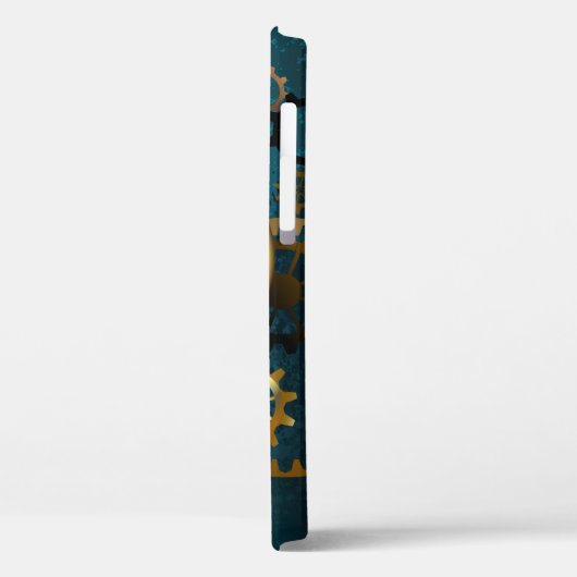 Steampun turquoise Achtergrond met tandwielen Case-Mate iPhone Case (Achterkant / Links)
