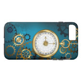 Steampun turquoise Achtergrond met tandwielen Case-Mate iPhone Case (Achterkant (Horizontaal))