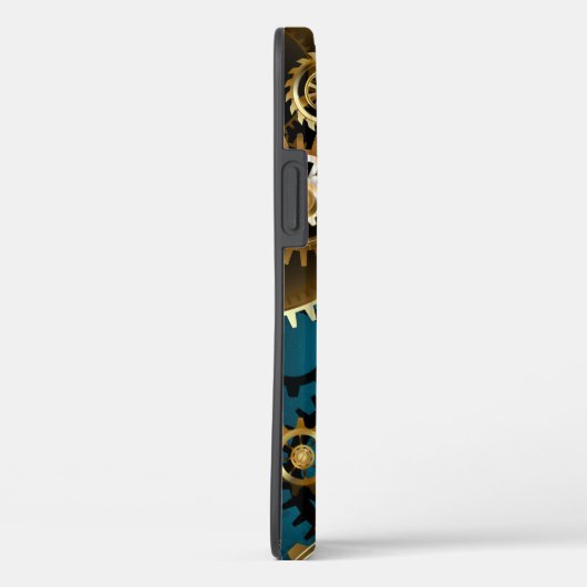 Steampun turquoise Achtergrond met tandwielen Case-Mate iPhone Case (Achterkant / Rechts)
