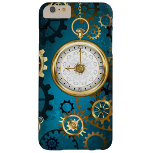 Steampun turquoise Achtergrond met tandwielen Barely There iPhone 6 Plus Hoesje
