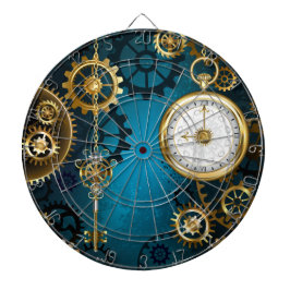 Steampun turquoise Achtergrond met tandwielen Dartbord