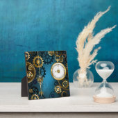 Steampun turquoise Achtergrond met tandwielen Fotoplaat (Insitu)