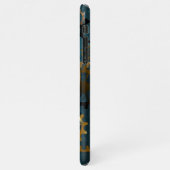Steampun turquoise Achtergrond met tandwielen iPhone Hoesje (Linkerkant)