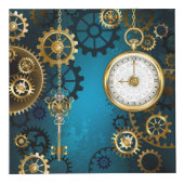 Steampun turquoise Achtergrond met tandwielen Kubus (Rechts)