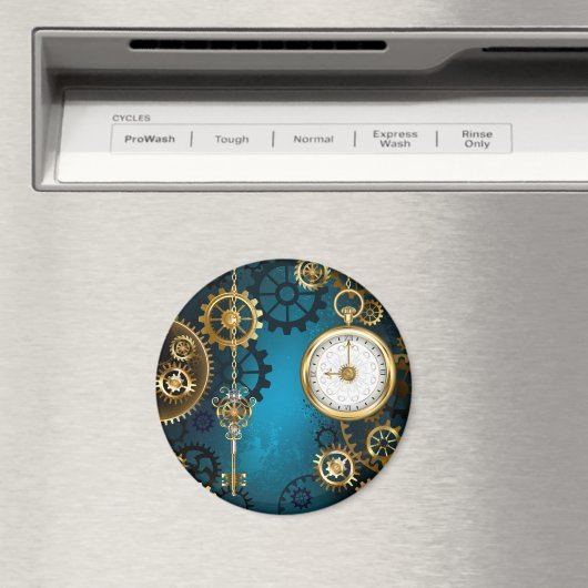 Steampun turquoise Achtergrond met tandwielen Magneet (Insitu (Vaatwasser))