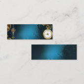 Steampun turquoise Achtergrond met tandwielen Mini Visitekaartje (Voorkant / Achterkant)