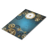 Steampun turquoise Achtergrond met tandwielen Notitieblok (Schuin)