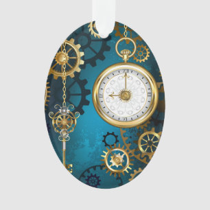 Steampun turquoise Achtergrond met tandwielen Ornament