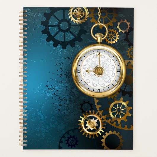 Steampun turquoise Achtergrond met tandwielen Planner (Voorkant)