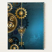 Steampun turquoise Achtergrond met tandwielen Planner (Achterkant)