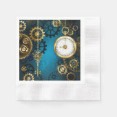 Steampun turquoise Achtergrond met tandwielen Servet (Voorkant)