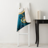 Steampun turquoise Achtergrond met tandwielen Sherpa Deken (In situ)