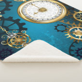 Steampun turquoise Achtergrond met tandwielen Sherpa Deken (3/4)