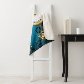 Steampun turquoise Achtergrond met tandwielen Sherpa Deken (In situ)