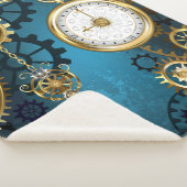 Steampun turquoise Achtergrond met tandwielen Sherpa Deken (3/4)