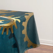 Steampun turquoise Achtergrond met tandwielen Tafelkleed (Voorbeeld)