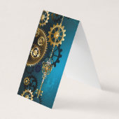 Steampun turquoise Achtergrond met tandwielen Visitekaartje (Voorkant)