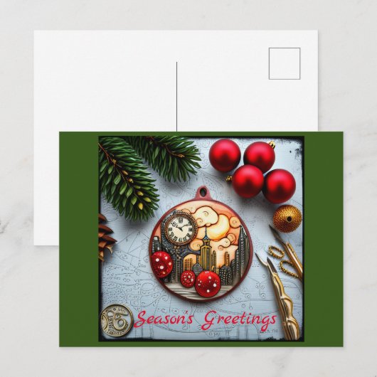 Steampunck Kerstmis Briefkaart (Voorkant / Achterkant)