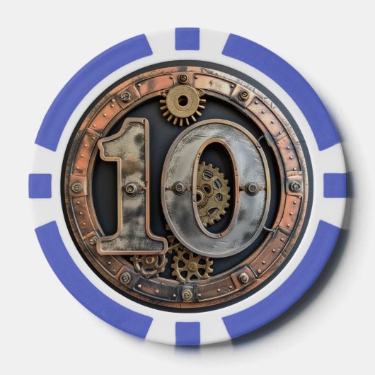 Steampunk $10 Poker Chip: Gearwork Valuta Chips (Voorkant)