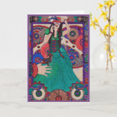 Steampunk 13 de Kaart van de Verjaardag - Groene (Gele Bloem)