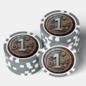 Steampunk $1 Poker Chip: Mechanische inzet Poker Chips (Opstapeling)