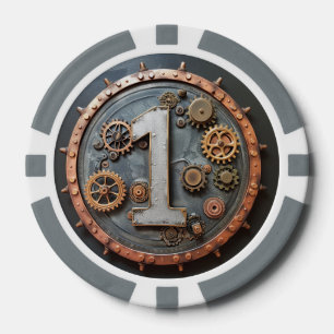 Steampunk $1 Poker Chip: Mechanische inzet Poker Chips