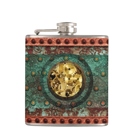 Steampunk 1B-opties voor gevlekte kolven Heupfles (Voorkant)