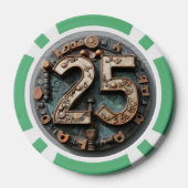 Steampunk $25 Poker Chip: Mechanische Fortuin Poker Chips (Achterkant)