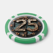 Steampunk $25 Poker Chip: Mechanische Fortuin Poker Chips (Enkel)
