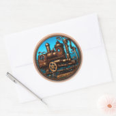 Steampunk #2 Treinlocomotief Ronde Sticker (Envelop)
