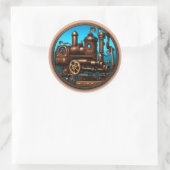 Steampunk #2 Treinlocomotief Ronde Sticker (Tas)